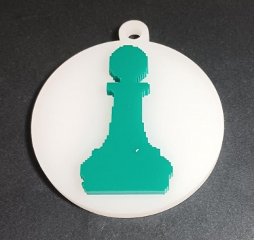 Medallla metacrilato con silueta ajedrez en relieve