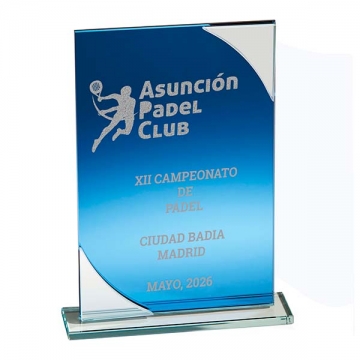 Trofeos de cristal para todos los deportes. CON el GRABADO a COLOR o en LASER DE co2
Trofeos personalizables con su logo e imagen del evento.
Para todos deportes y competiciones deportivas.
INCLUYE EL GRABADO en el PRECIO.
Todo grabado se tendrá que enviar por email info@tstorneos.com
