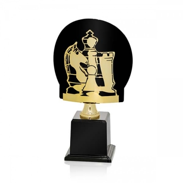 Trofeos deportivos de metal dorados calidad para entregar en los torneos de Ajedrez
Trofeos de metal silueta deporte en dorado y con el fondo negro
Este trofeo en 3 tamaños y medidas.
Tienda trofeos online calidad.
